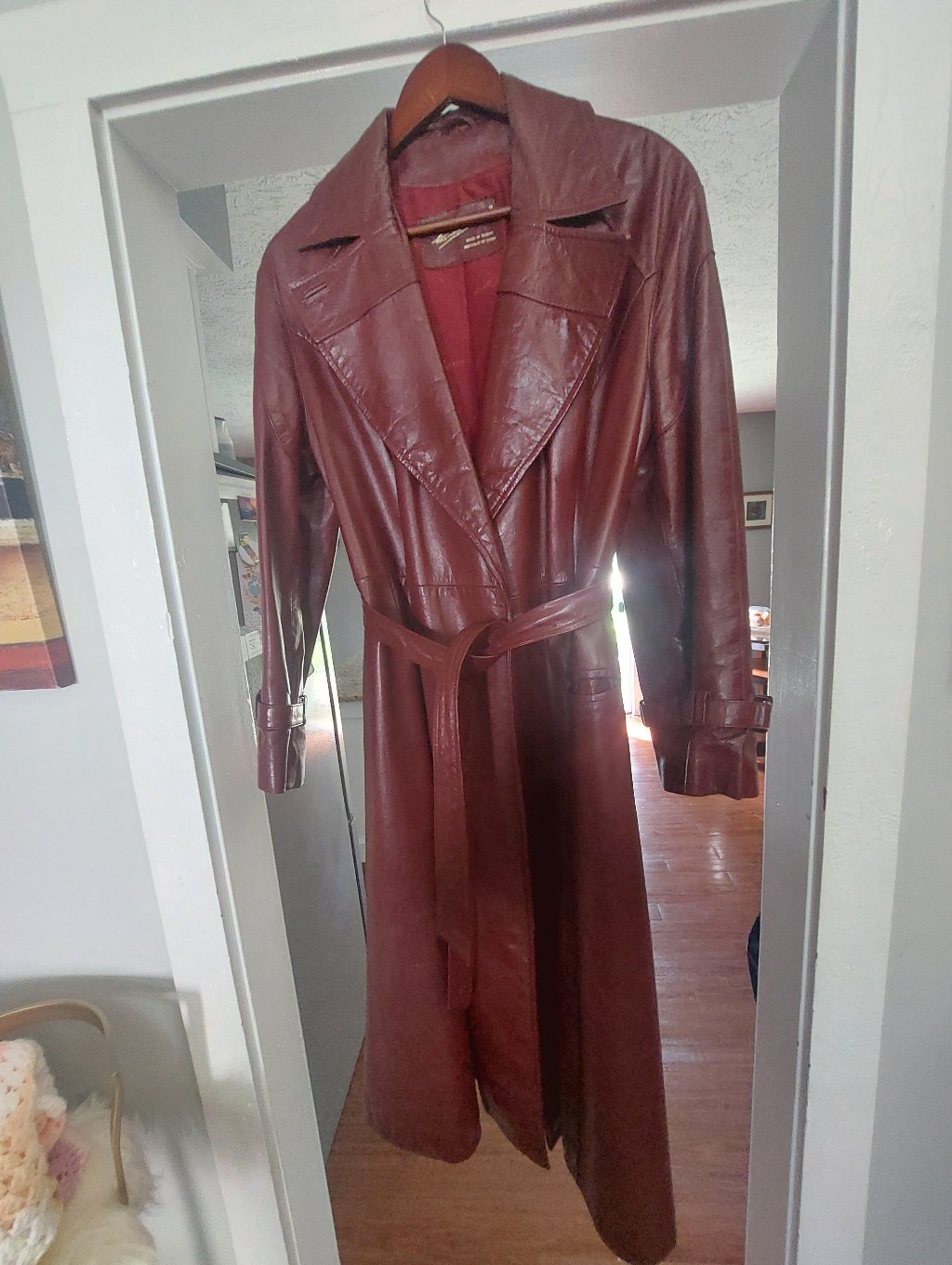 Genuine 70's Vintage Etienne Aigner Trench! Burgundy Leather With Tie Belt